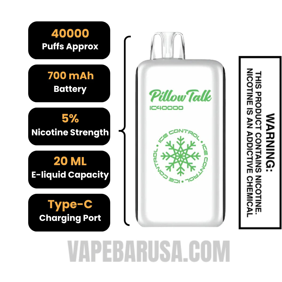 Miami Mint Pillow Talk IC40000 Disposable Vape Specifications
