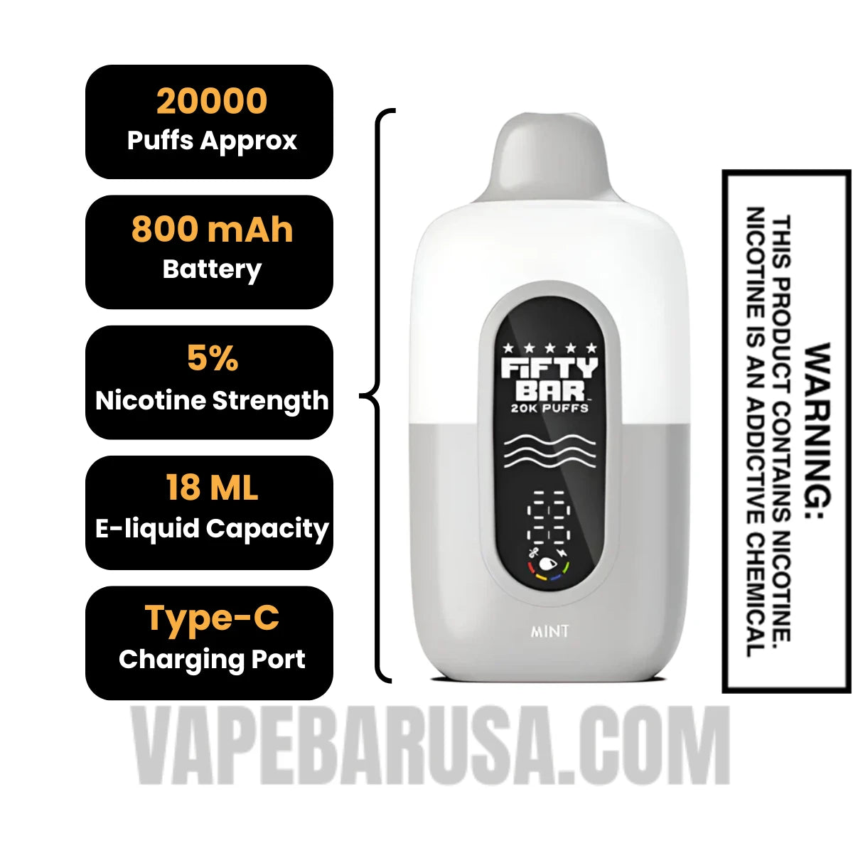 Mint Fifty Bar 20k Disposable Vape Specifications 