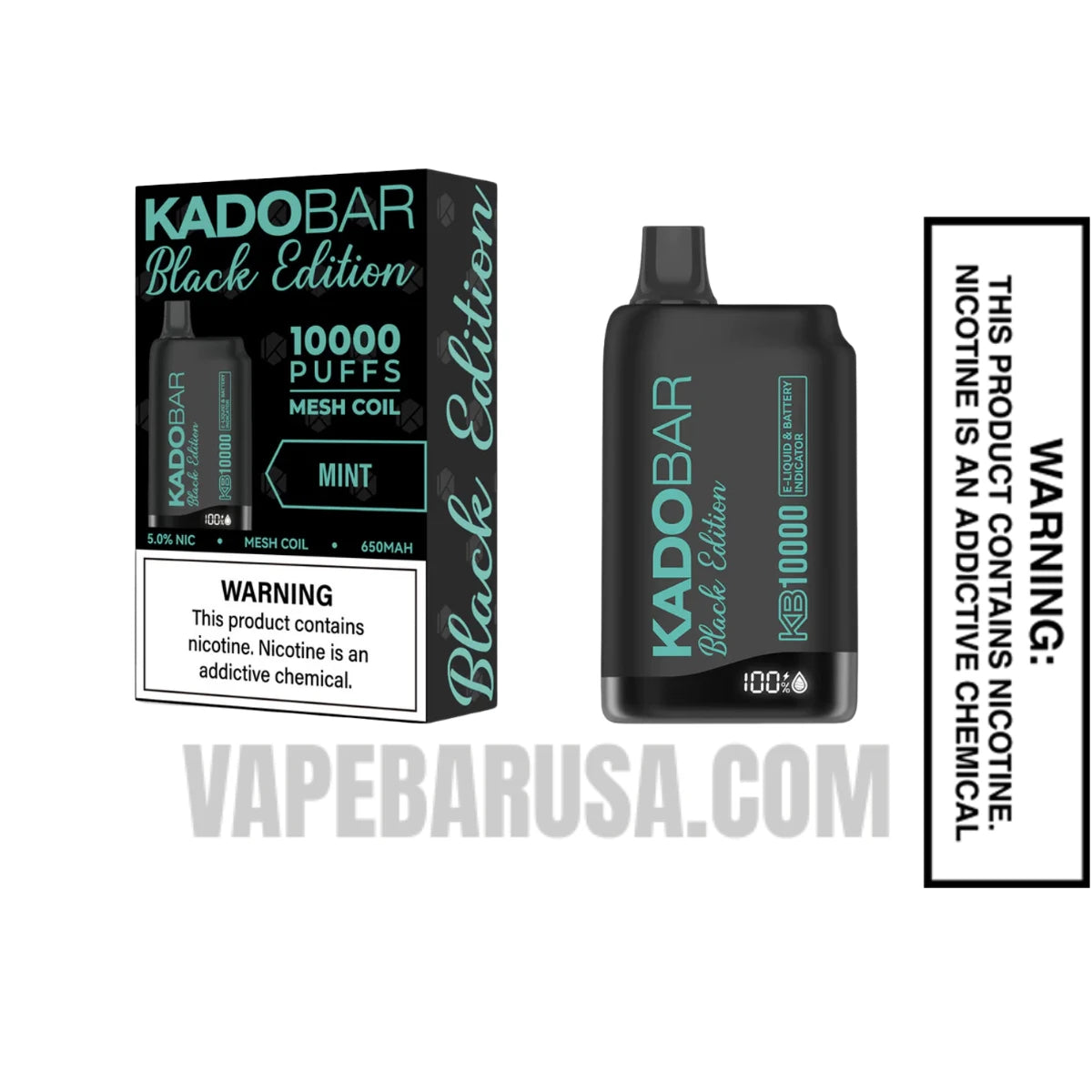 Mint Kado Bar Black Edition Disposable Vape With Package Box