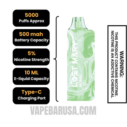Mint Lost Mary MO5000 Disposable Vape Specifications