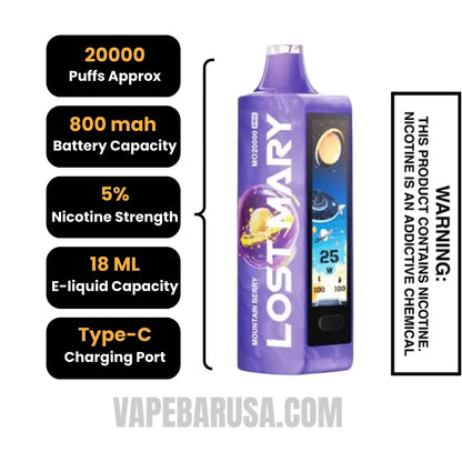 Mountainberry Lost Mary MO20000 Disposable Vape Specifications