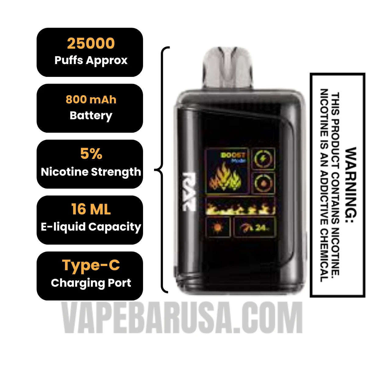Night Crawler RAZ DC25000 Disposable Vape Specifications