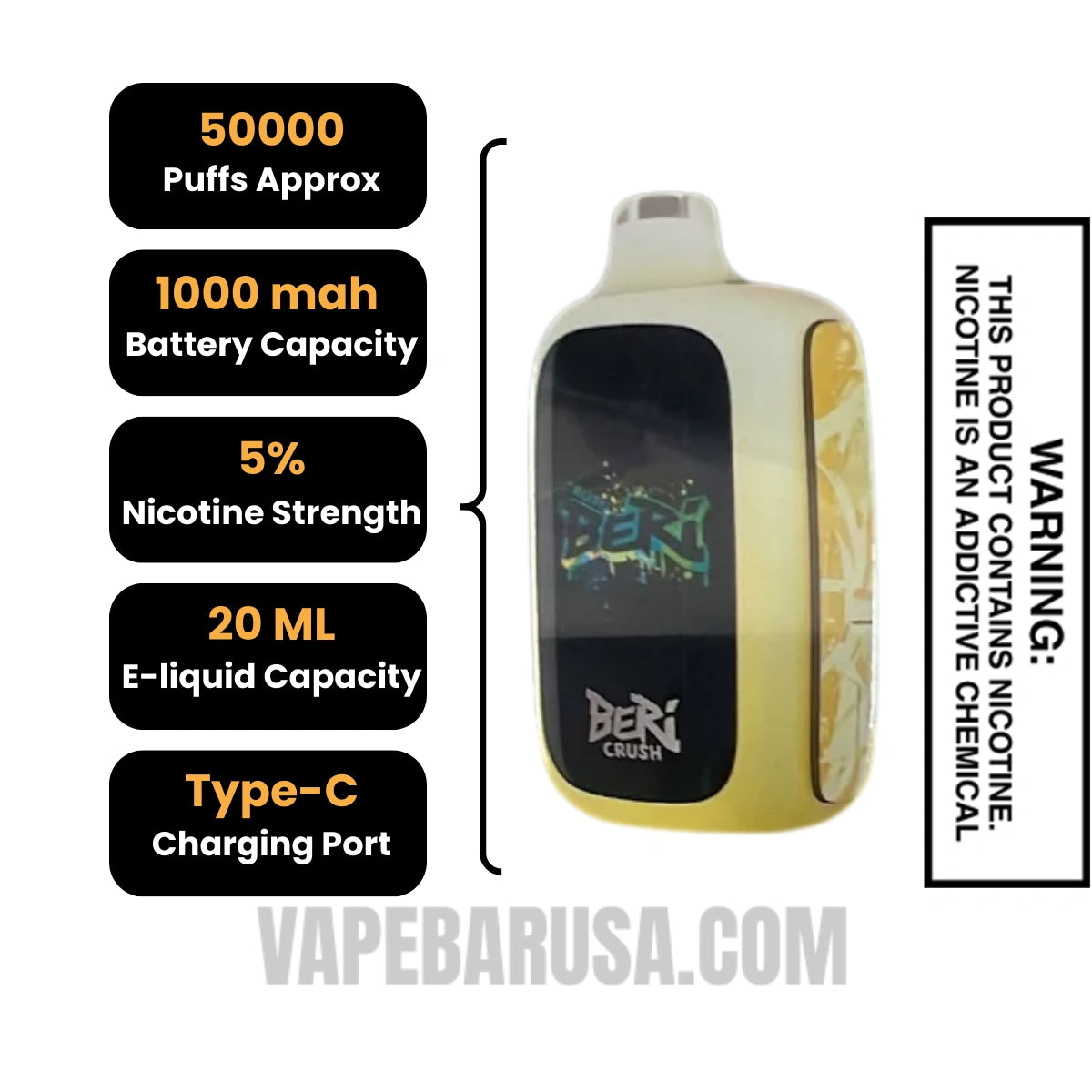 OG Lemonade Beri Crush 50K Disposable Vape Specifications