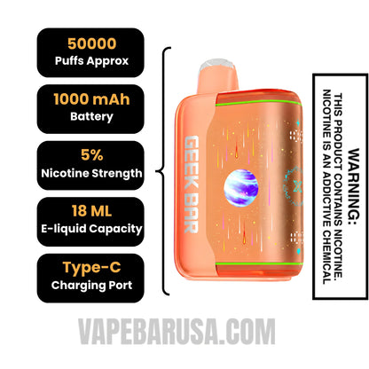 Orange Fcuking Fab Geek Bar Pulse X2 Disposable Vape Specifications