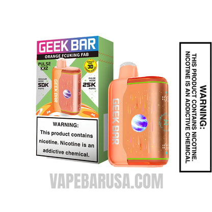 Orange Fcuking Fab Geek Bar Pulse X2 Disposable Vape With Package Box