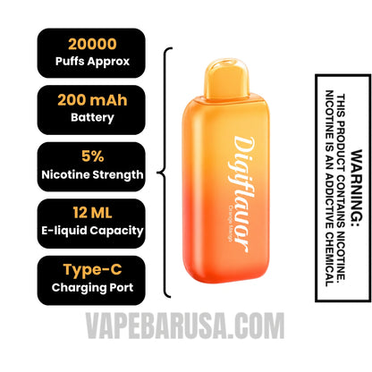 Orange Mango Digiflavor BRK 20K Disposable Vape Pod Specifications