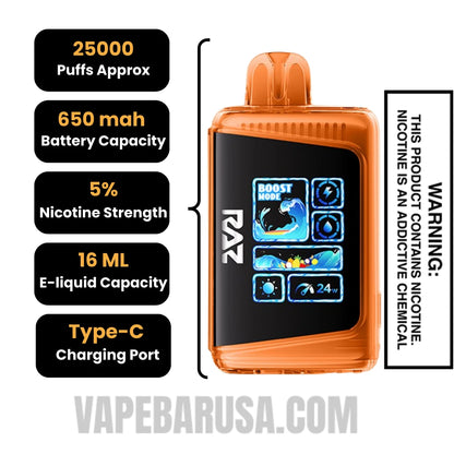 Orange Pineapple Punch RAZ LTX 25000 Disposable Vape Specifcations