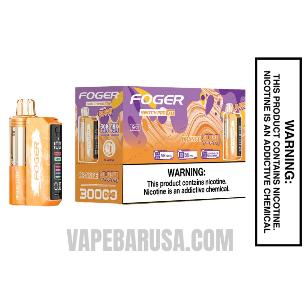 Orange Slush Foger Switch Pro 30K Disposable Vape Kit with bundle box
