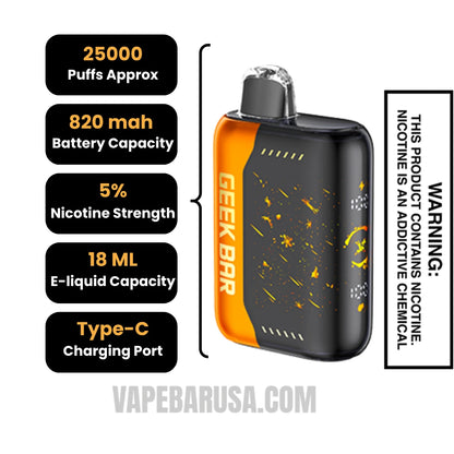Orange Jam Geek Bar Pulse X Jam Edition Disposable Vape Specifications