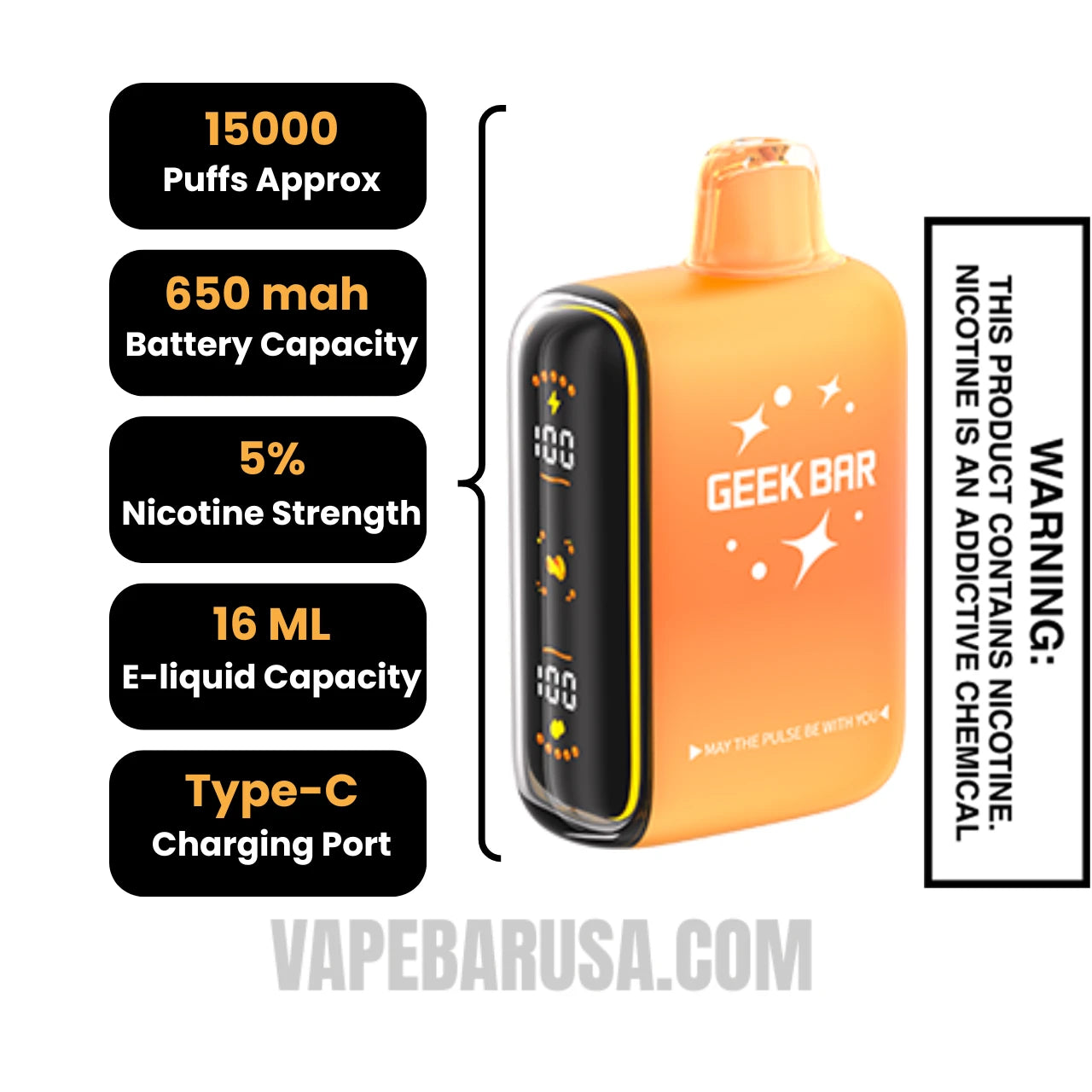 Orange Mint Savers Geek Bar Pulse Savers Edition Vape Specifications