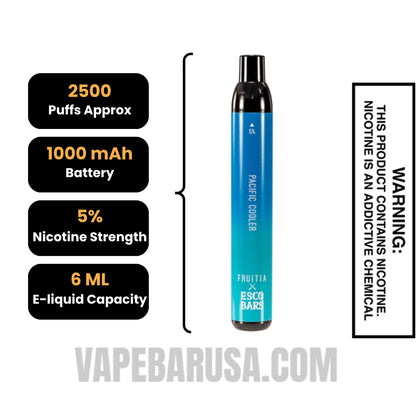 Pacific Cooler Esco Bars 2500 Puffs Disposable Vape Specifications