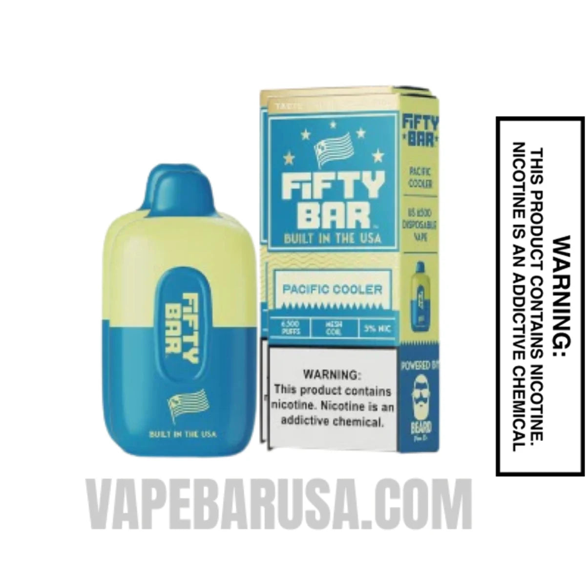 Pacific Cooler Fifty Bar Disposable Vape 6500 Puffs With Package Box