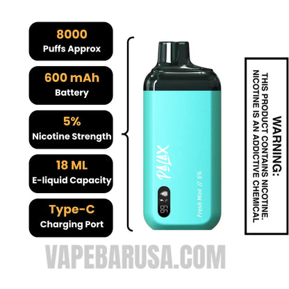 Palax Fresh Mint KC8000 Disposable Vape Specifications
