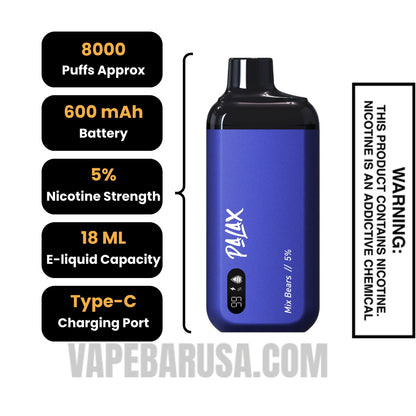 Palax Mix Bears KC8000 Disposable Vape Specifications 