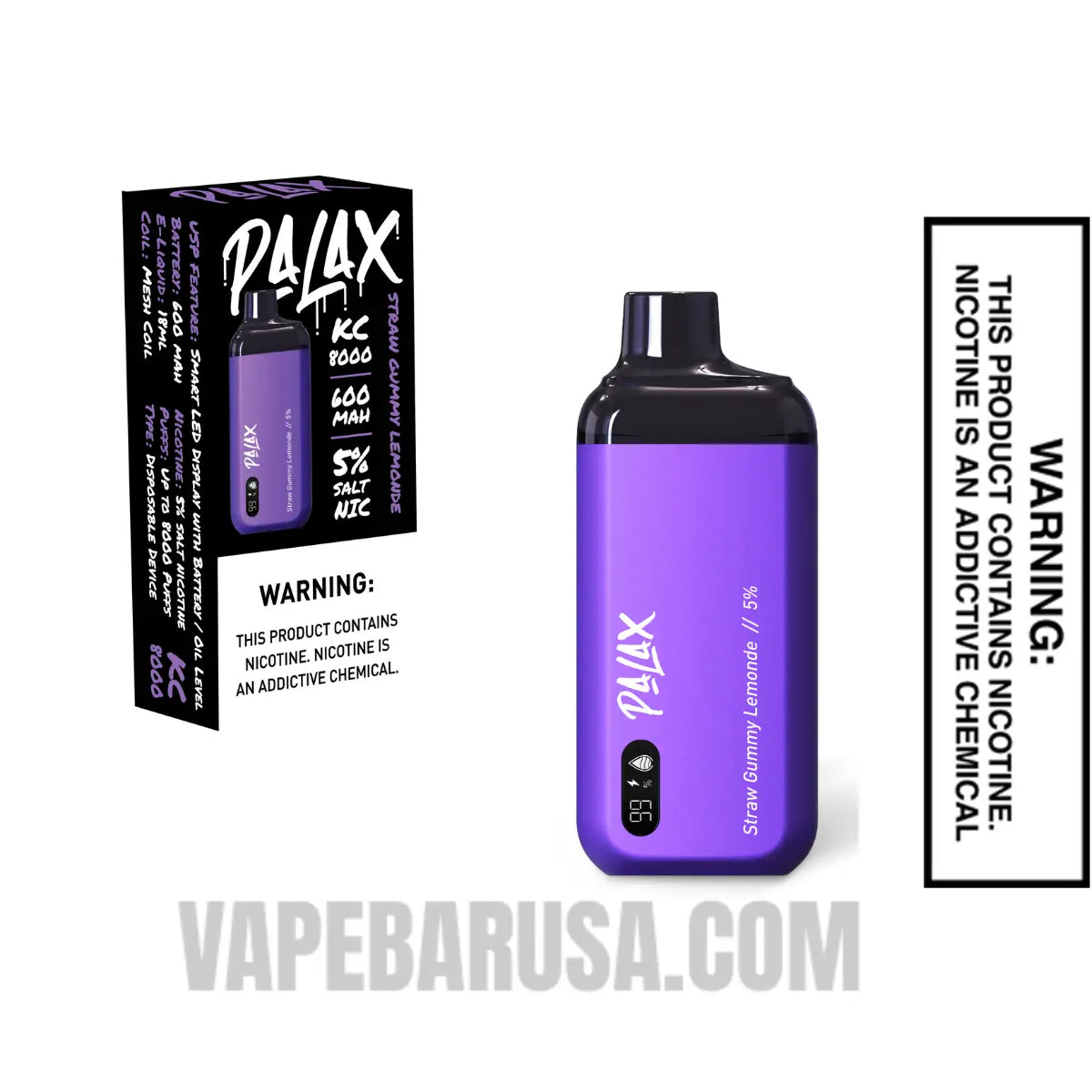 Palax Straw Gummy Lemonade KC8000 Disposable Vape With Package Box