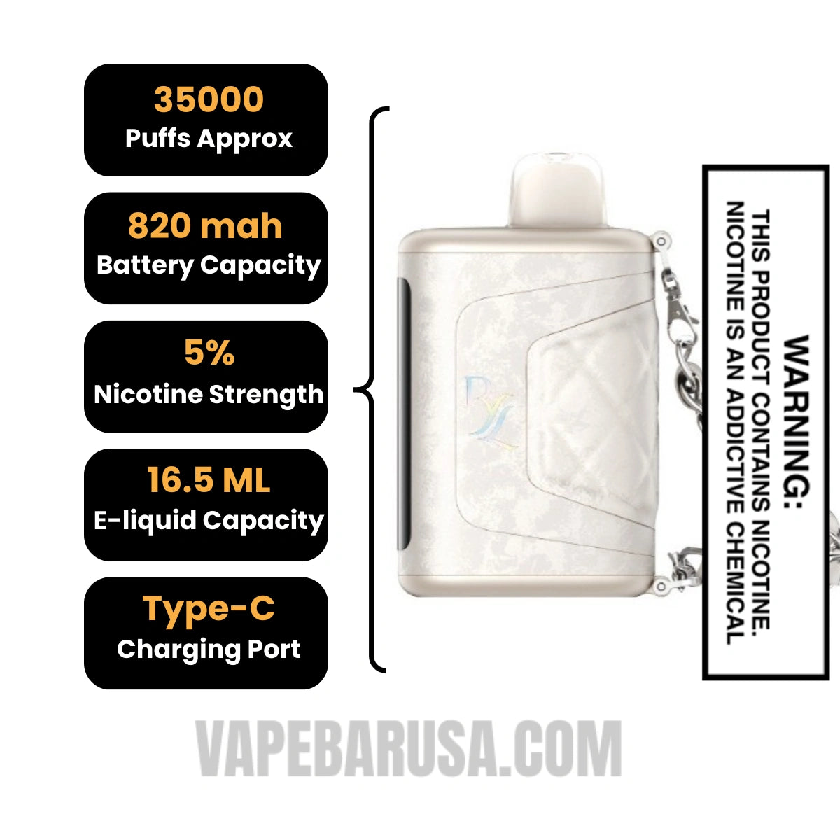 Peach Baddie RAZ RYL Classic 35K Disposable Vape Specifications