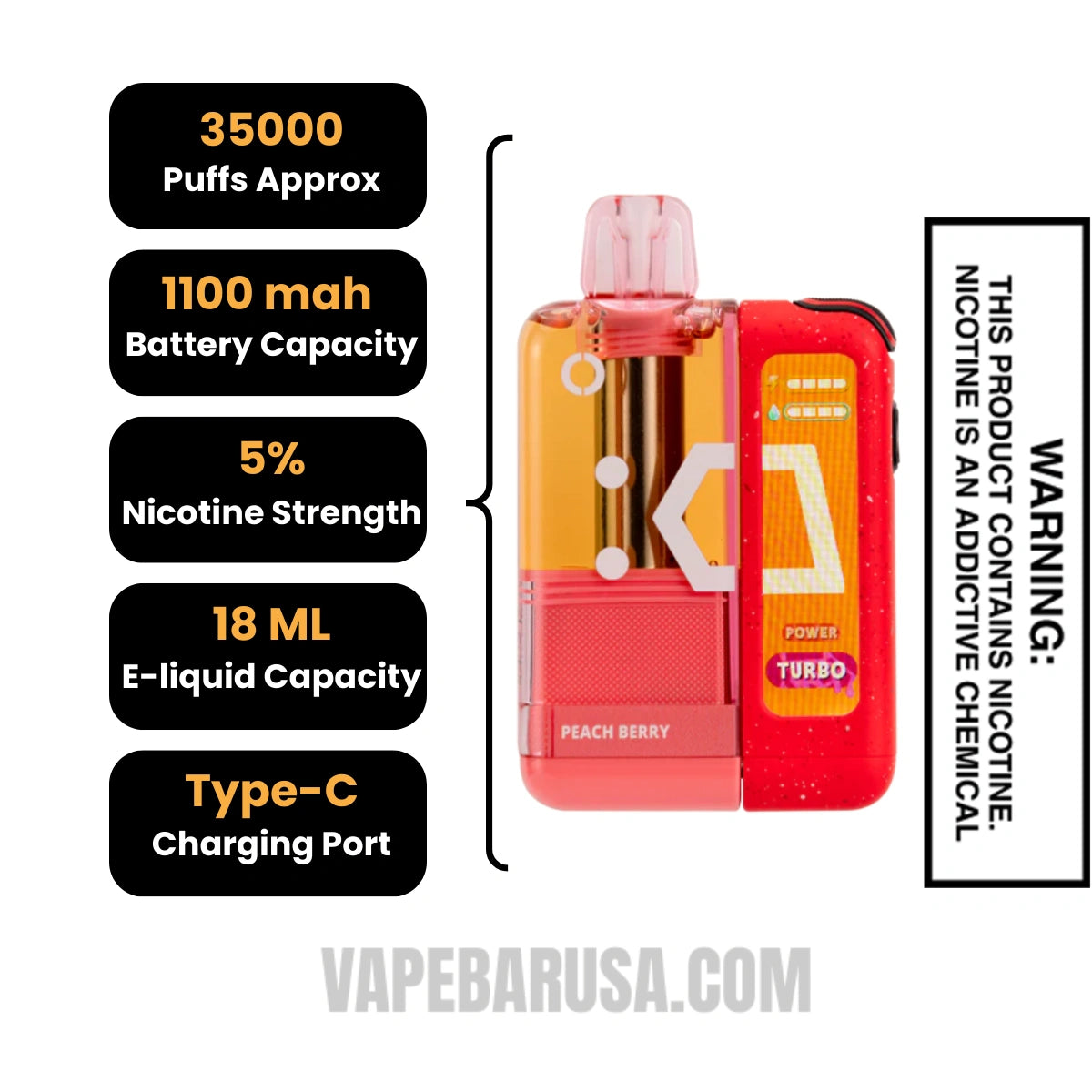 Peach Berry Off Stamp X Cube Crystal Cube 35K Vape Kit Specifications