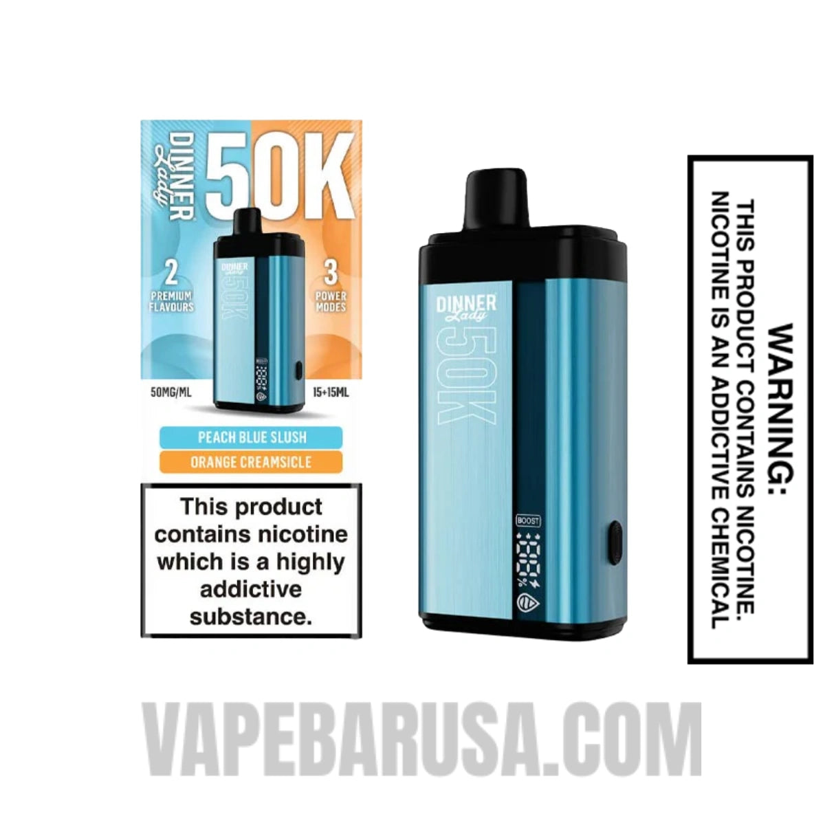 Peach Blue Slush x Orange Creamsicle Dinner Lady 50K Disposable Vape With Package Box
