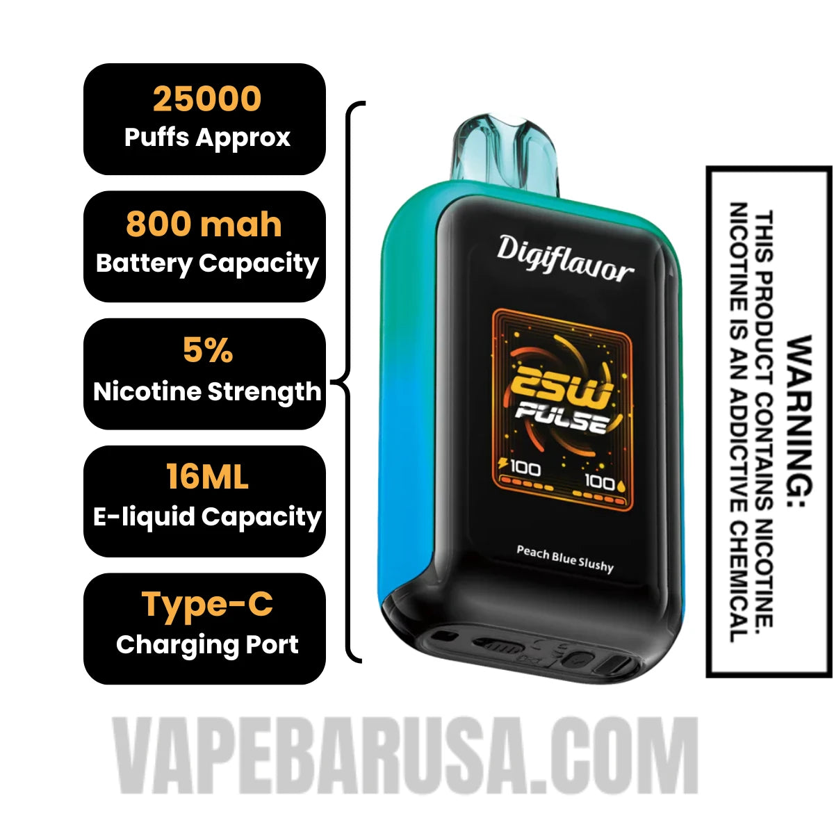 Peach Blue Slushy Digiflavor Sky 25K Vape Specifications