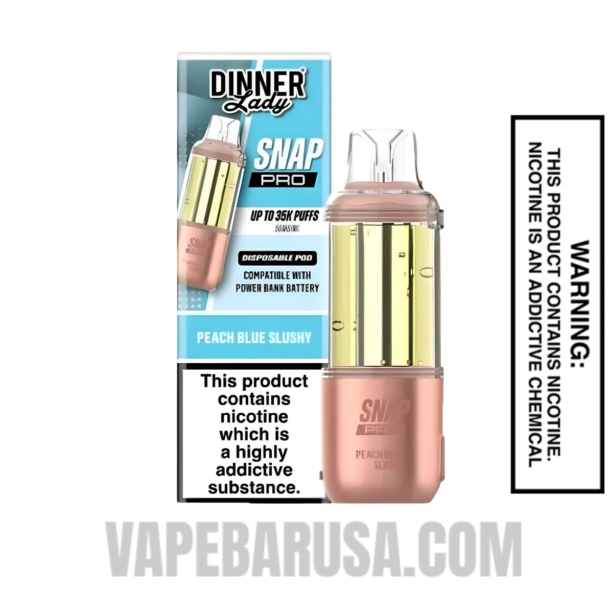 Peach Blue Slushy Dinner Lady Snap Pro 35K Disposable Vape Pod With Package Box

