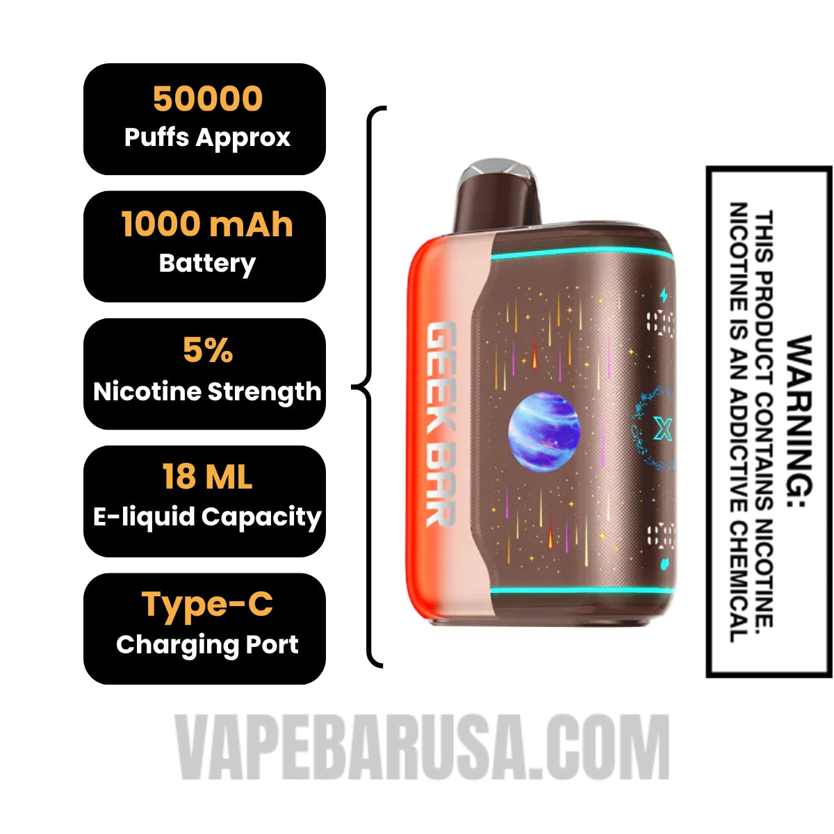 Peach Bull Geek Bar Pulse X2 Disposable Vape Specifications