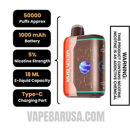 Peach Bull Geek Bar Pulse X2 Disposable Vape Specifications