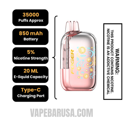 Peach Freezer Jam Foger Bit 35K Disposable Vape Specifications