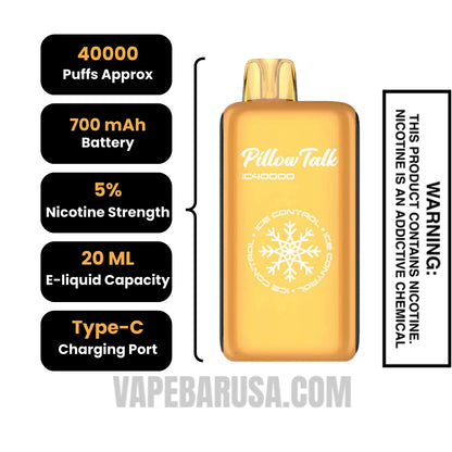 Peach Lemonade Pillow Talk IC40000 Disposable Vape Specifications