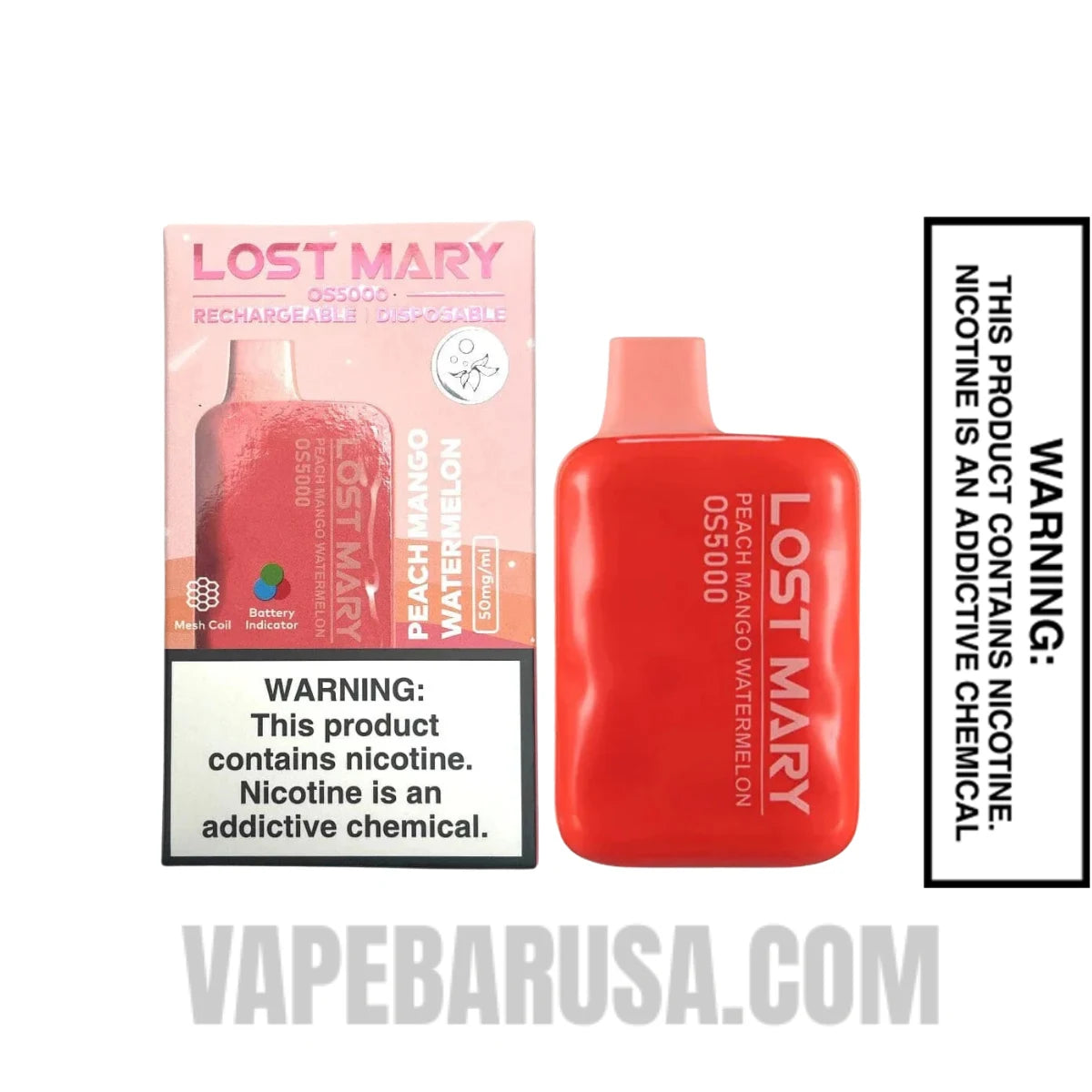 Peach Mango Watermelon Lost Mary OS5000 Disposable Vape With Package Box