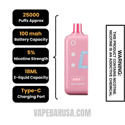 Peach Medley Off Stamp Ice Cube 25K Disposable Pod Specifications 