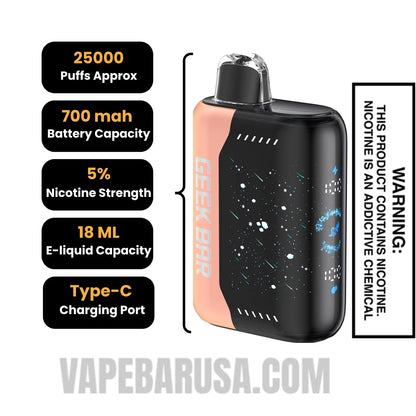 Peach Perfect Slush Geek Bar Pulse X Disposable Vape Specifcations