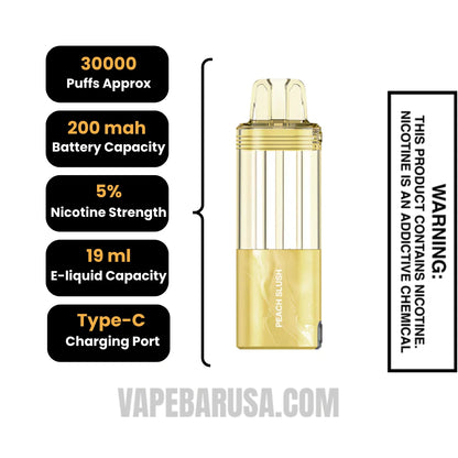 Peach Slush Foger Switch Pro 30K Disposable Vape Pod Specifications
