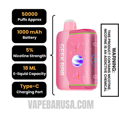 Peach Slush Geek Bar Pulse X2 Disposable Vape Specifications
