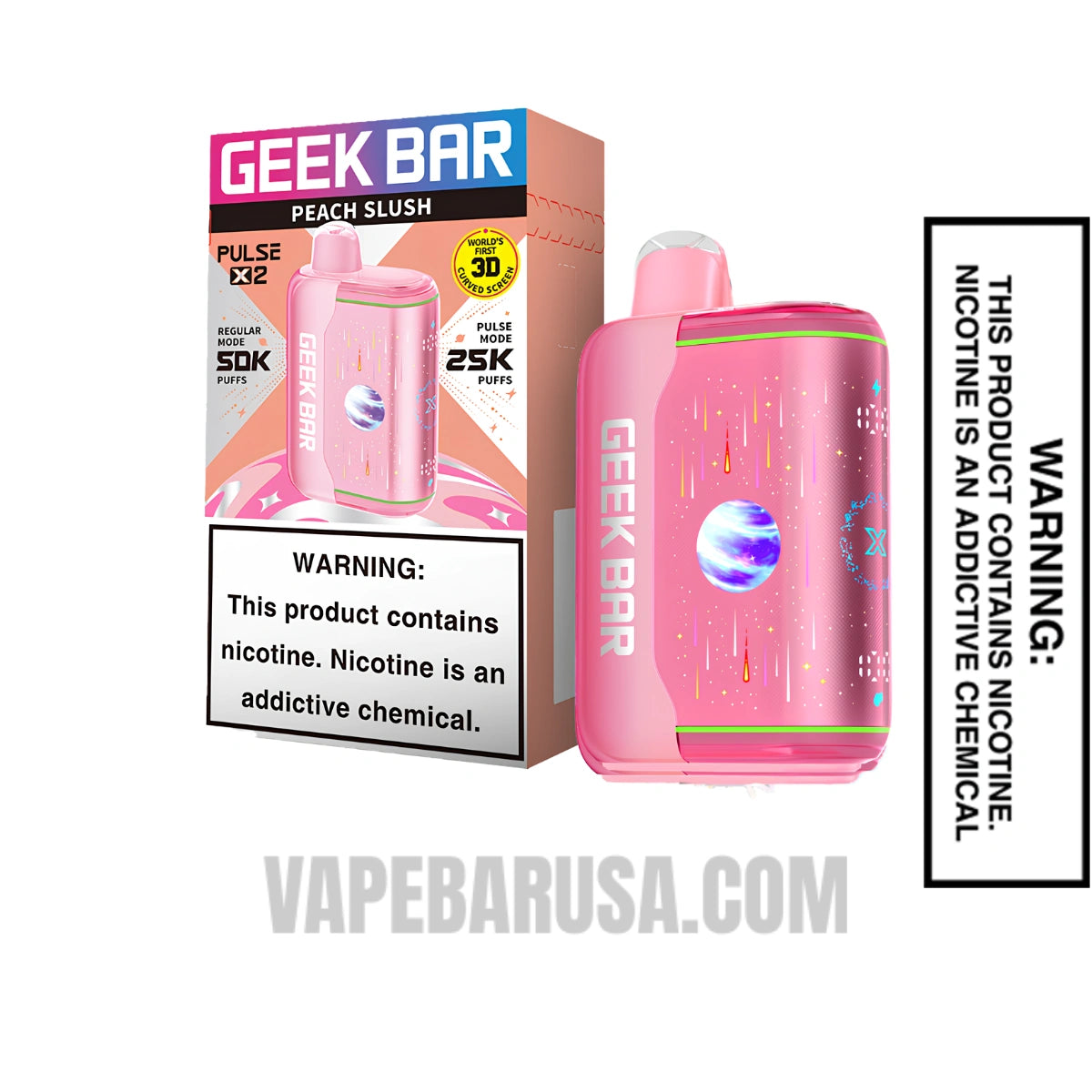 Peach Slush Geek Bar Pulse X2 Disposable Vape With Package Box