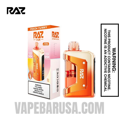 Peach Yummy RAZ VUE 50K Disposable Vape Kit With Package Box
