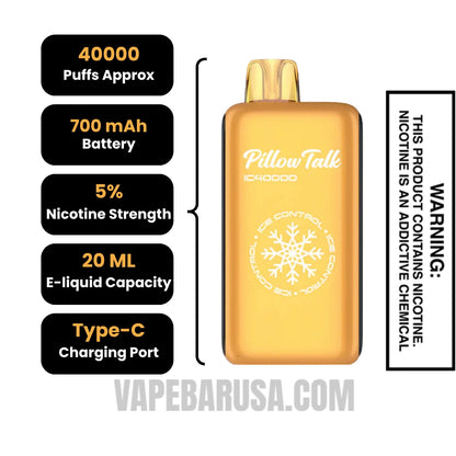 Peach Lemon Gummies Pillow Talk IC40000 Disposable Vape