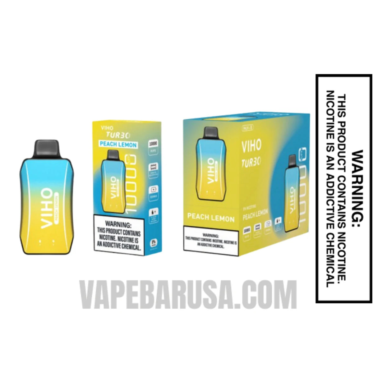 Peach Lemon VIHO Turbo Vape 10000 Puffs With Bundle Pack