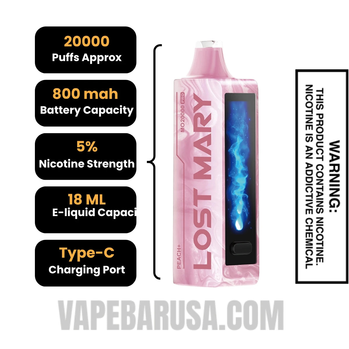 Peach+ Lost Mary MO20000 Disposable Vape Specifications