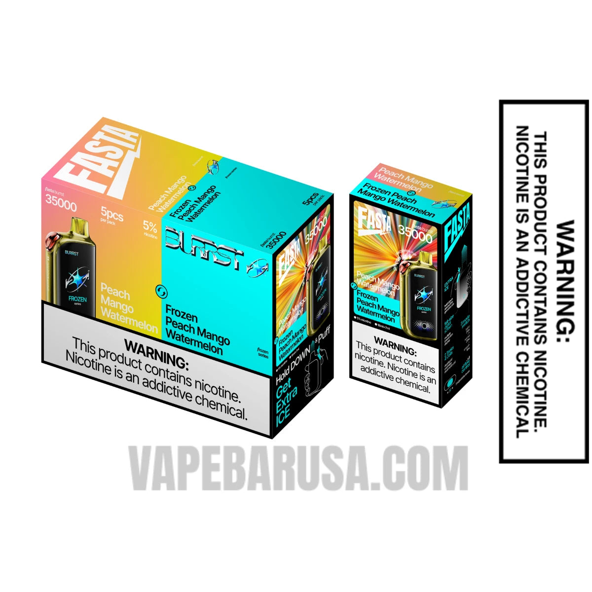 Peach Mango Watermelon Fasta Burrst 35000 (Frozen Series) Vape With Bundle Pack