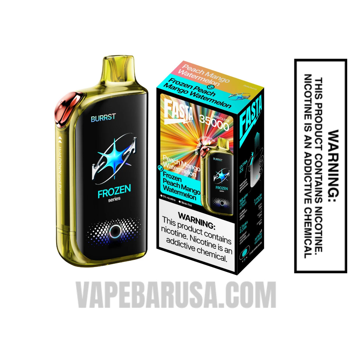Peach Mango Watermelon Fasta Burrst 35000 (Frozen Series) Vape With Package Box