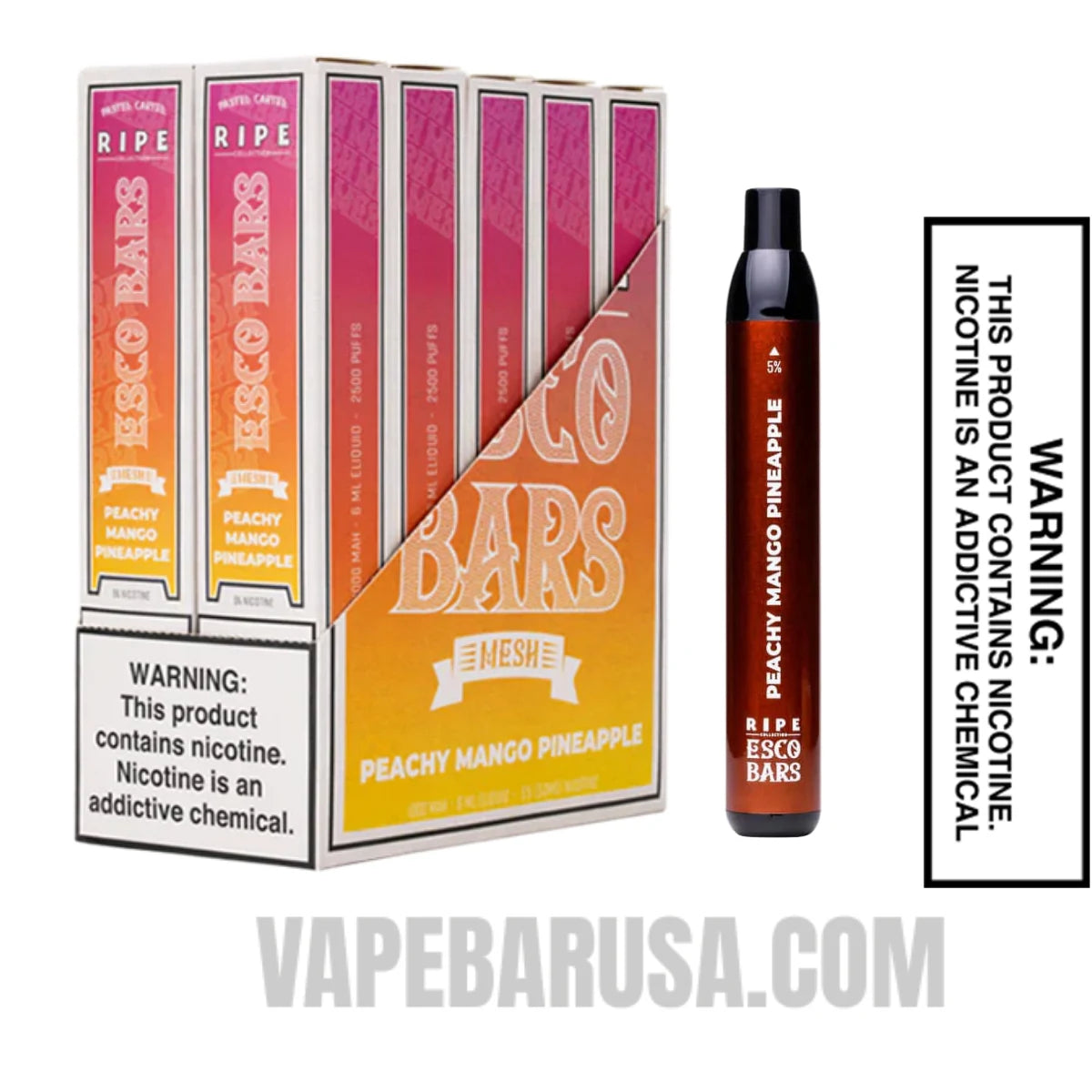 Peachy Mango Pineapple Esco Bars 2500 Puffs Disposable Vape with Bundle Pack
