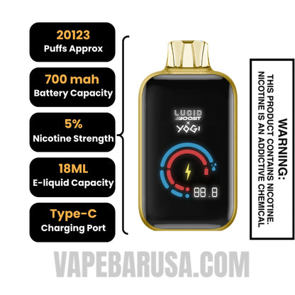 Peanut Butter Banana Granola Lucid Boost X Yogi 20123 Disposable Vape Specifications