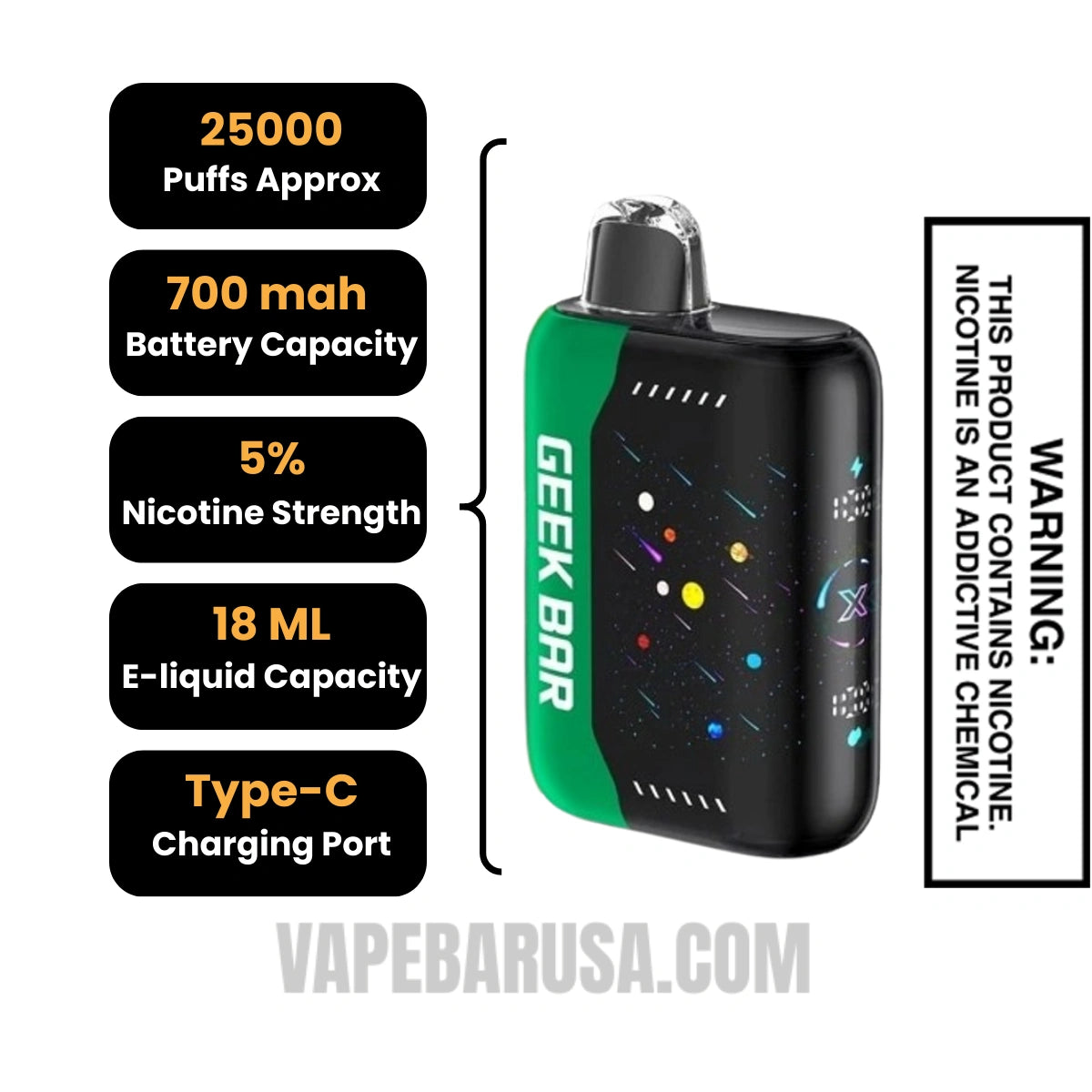 Pear of Thieves Geek Bar Pulse X Disposable Vape Specifications