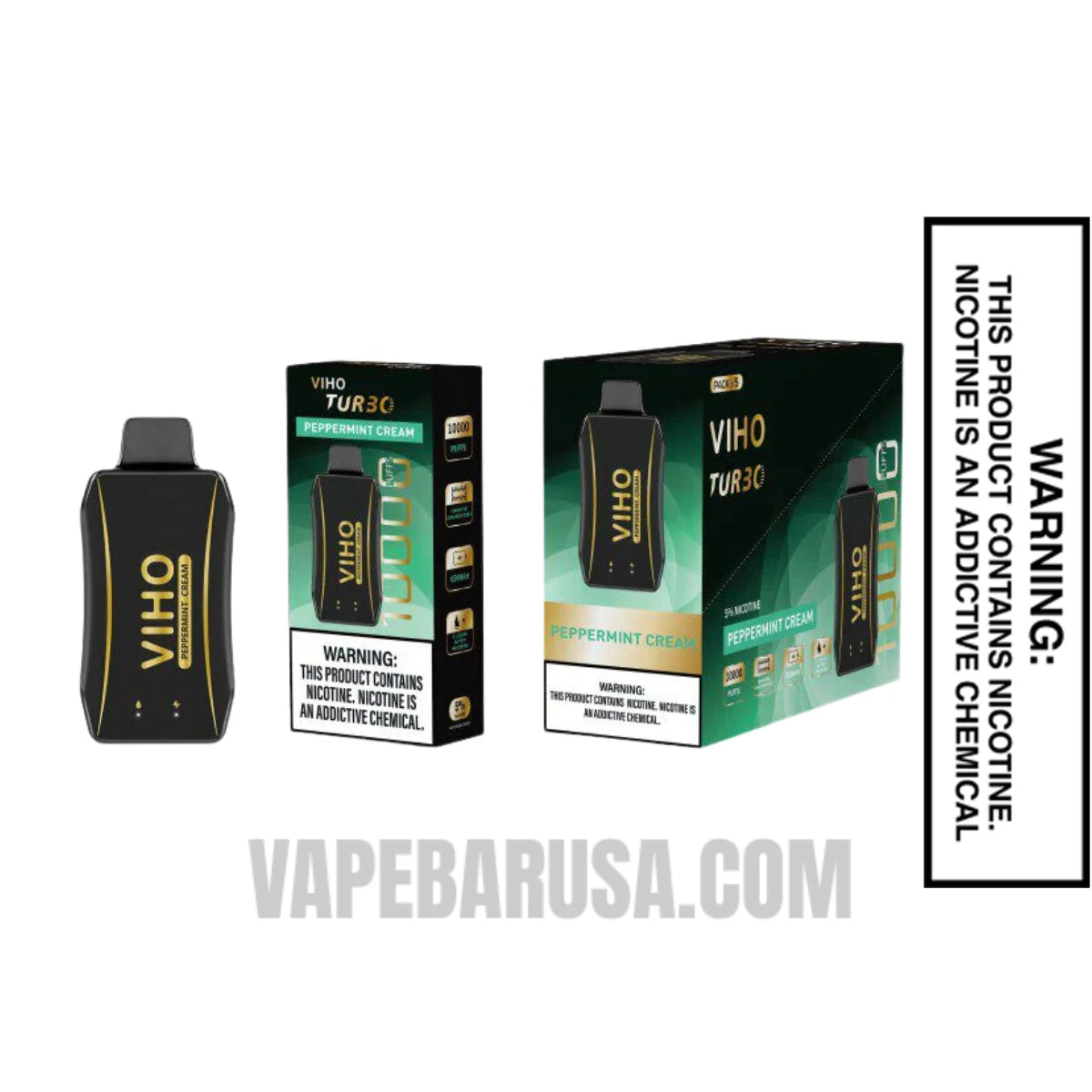 Peppermint Cream VIHO Turbo Vape 10000 Puffs With Bundle Pack