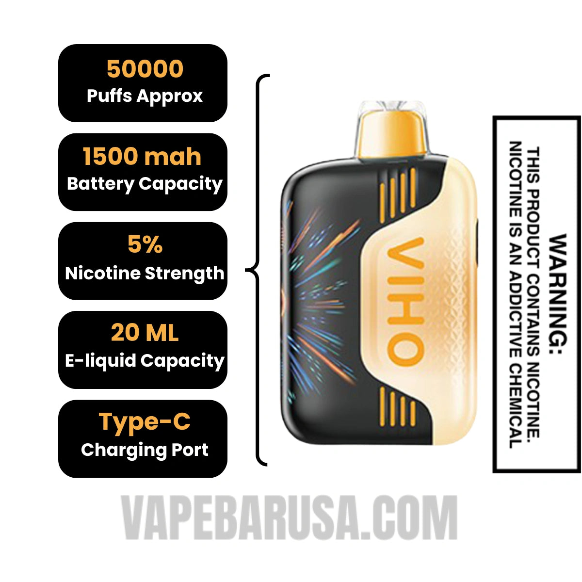 Pina Coco VIHO TRX 50K Disposable Vape Specifications