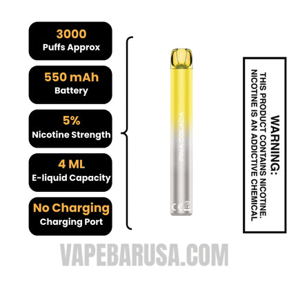 Pina Colada Voom Mesh 3000 Puffs Disposable Vape Specifications