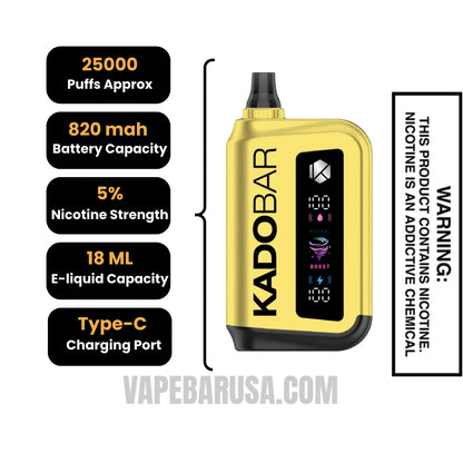 Pineapple Mint Jam Kado Bar Rizz 25000 Disposable Vape Specifications