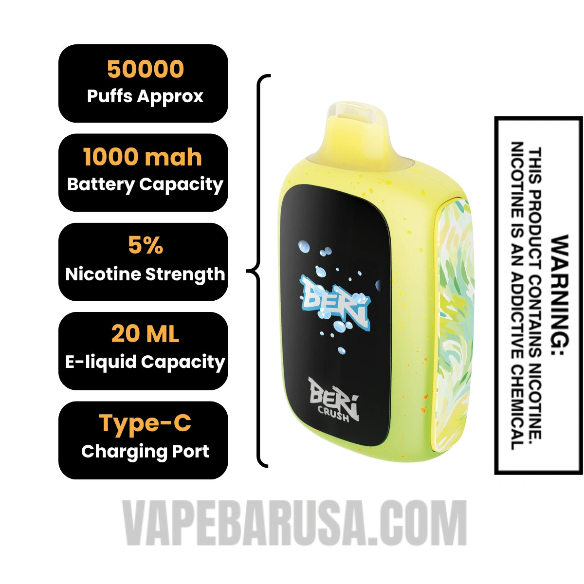 Pineapple Passion Punch Beri Crush 50K Disposable Vape Specifications