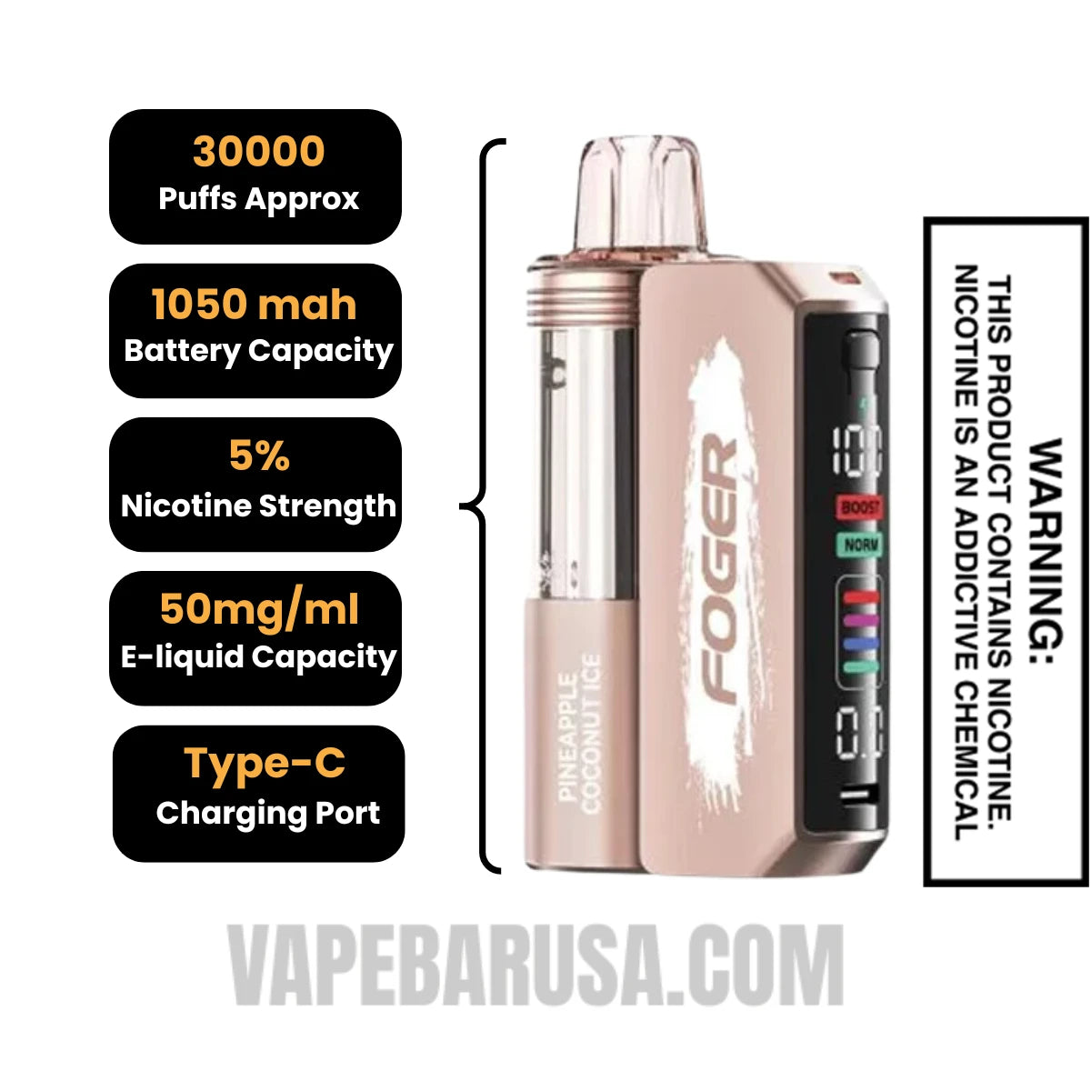 Pineapple Coconut Ice Foger Switch Pro Disposable Vape Specifications
