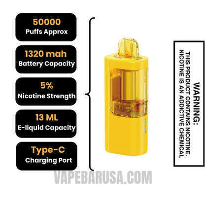 Pineapple MTN Dew RAZ VUE 50K Disposable Pod Specifications